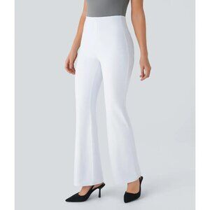 Halara Flex High Waisted Slight Flare Work Pants Tall With Back Pockets White M